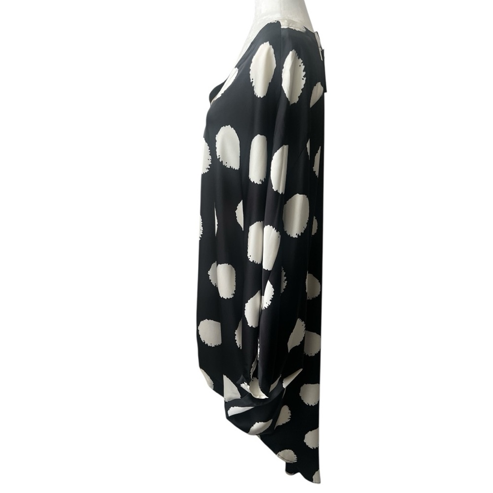 NWT Brave + True Claudia Shirt Black Ivory Spot High Low Button Front One Size - Picture 6 of 12